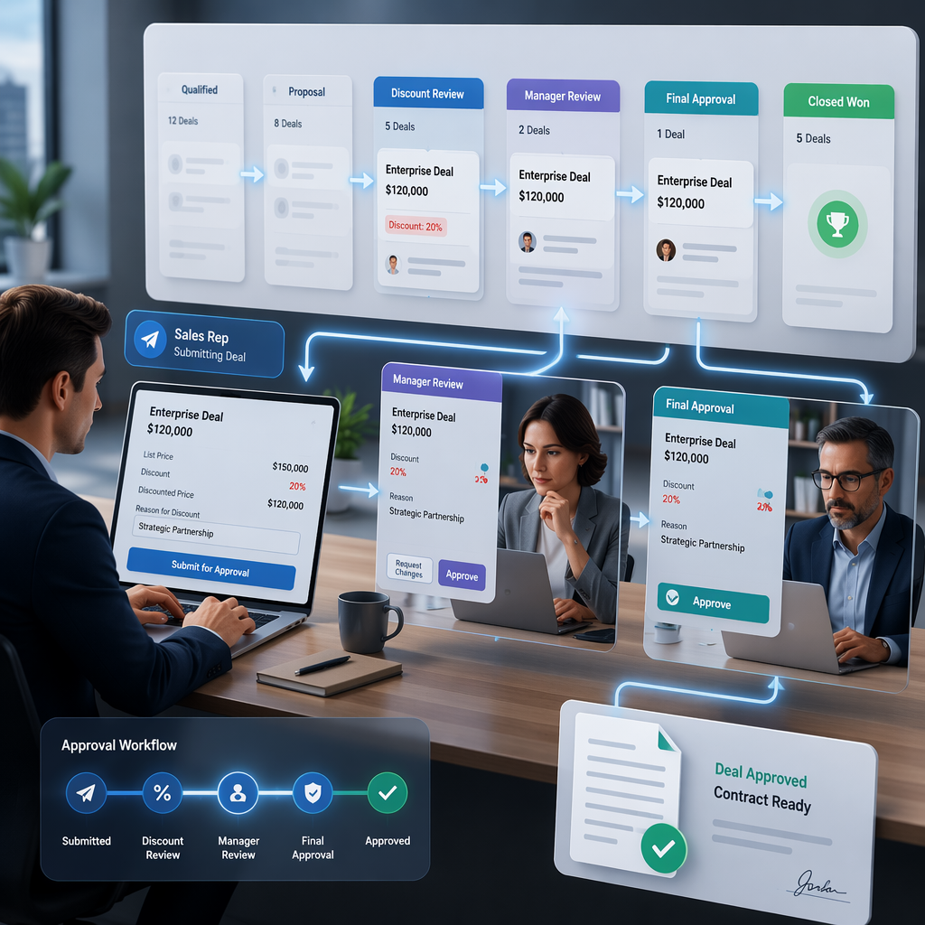 Deal Approval Workflow Template in HelloGrowthCRM for Discount and Contract Approvals