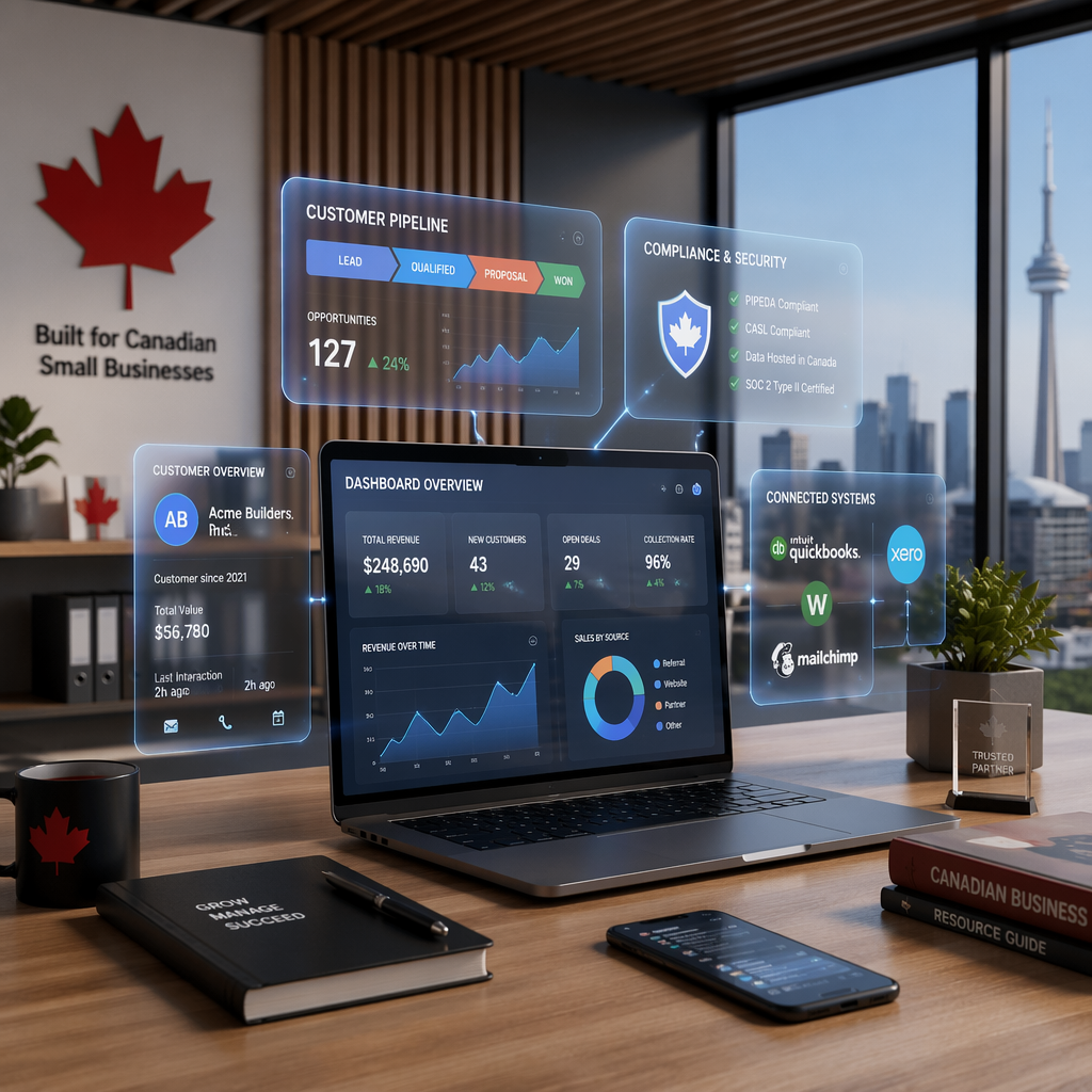 HubSpot vs Zoho CRM vs HelloGrowthCRM for Canadian SMBs: CASL Compliance, PIPEDA Readiness, and QuickBooks Integration (Canada)