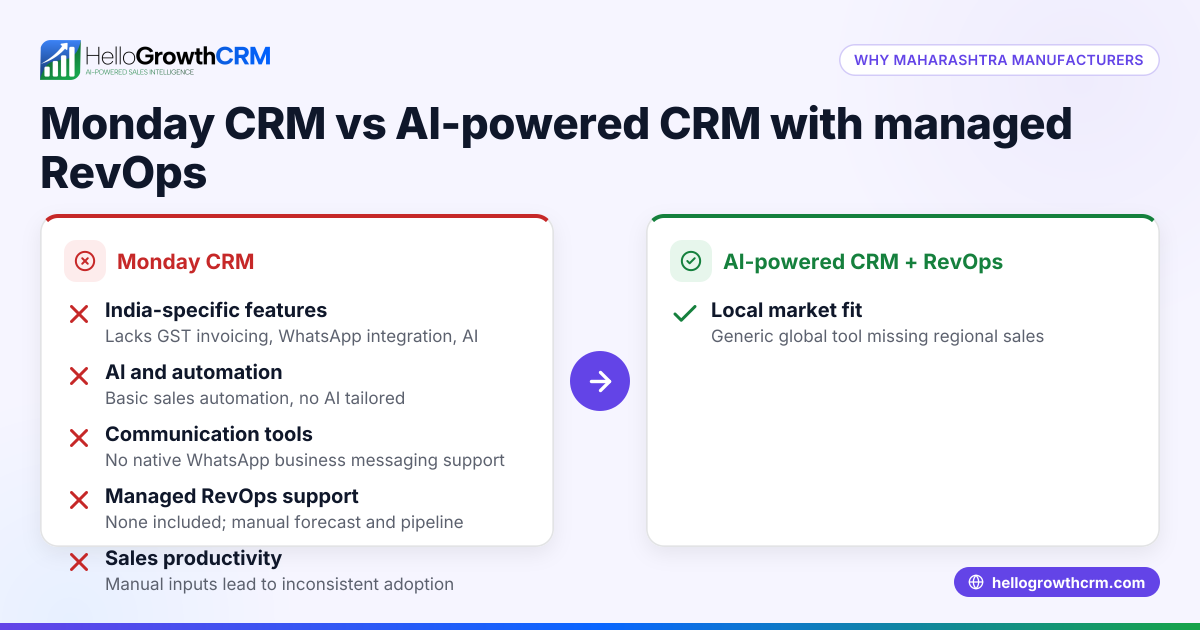 Why Maharashtra Manufacturers Are Switching from Monday CRM to AI-Powered CRM with Managed RevOps in India